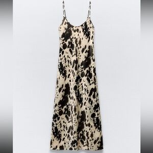 Zara Satin Effects Dress - Cowprint